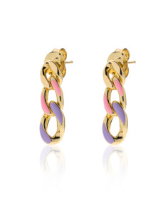 Orecchini groumette smalto rosa e lilla