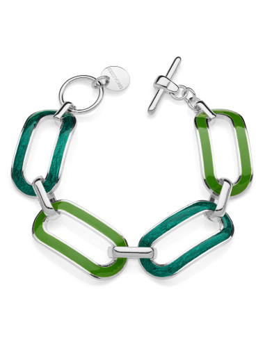 Bracciale argentato con smalto verde