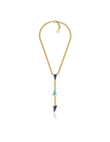 Collana a Y con smalto blu e azzurro