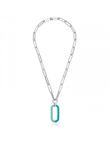 Collana con pendente smaltato azzurro