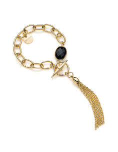 Bracciale con pietra nera e frange