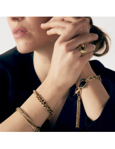 Bracciale con pietra nera e frange 2