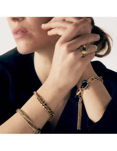 Bracciale con pietra nera e frange