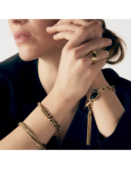 Bracciale con pietra nera e frange