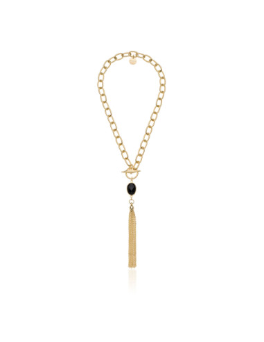 Collana con pietra nera e frange