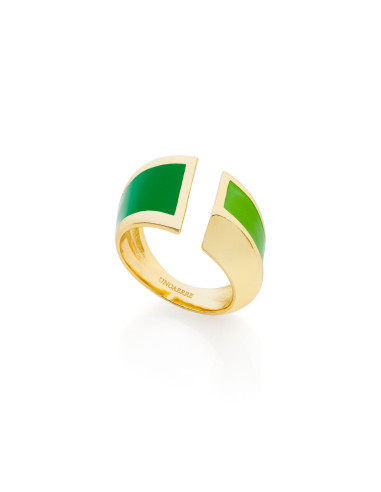Anello a fascia con smalto verde