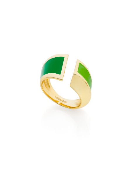Anello a fascia con smalto verde