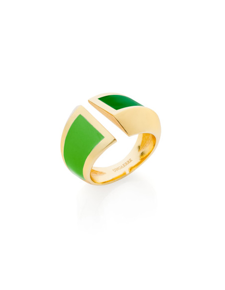 Anello a fascia con smalto verde