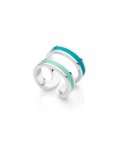 Anello argentato con smalto azzurro