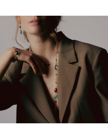 Collana chanel pietre verdi e rosse