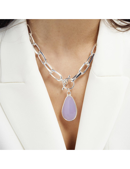 Collana con pendente in cristallo glicine