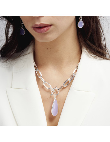 Collana con pendente in cristallo glicine