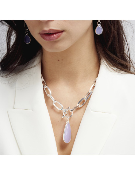 Collana con pendente in cristallo glicine