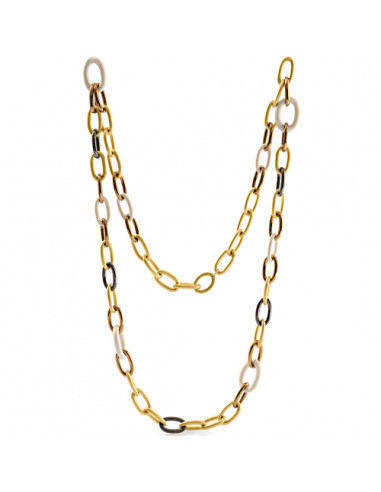 Collana in bronzo giallo marrone e nero