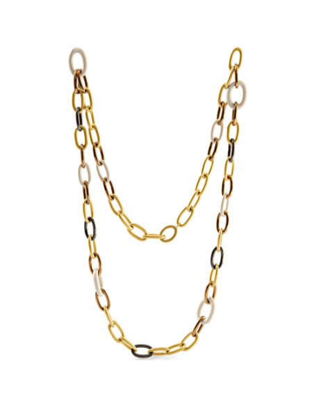 Collana in bronzo giallo marrone e nero