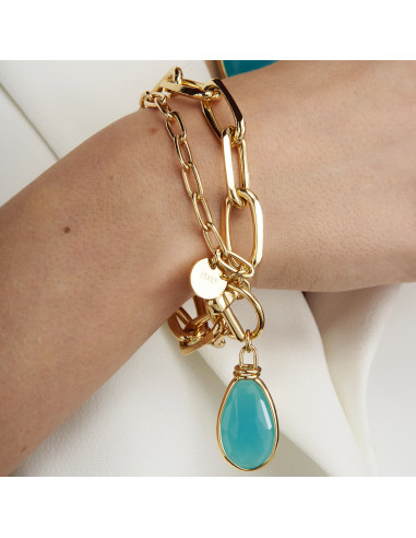 Bracciale di catena con cristallo turchese
