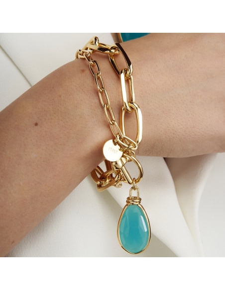 Bracciale di catena con cristallo turchese