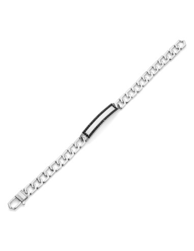 Bracciale in argento con targa e zirconi