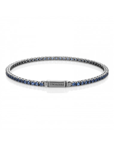 Bracciale in argento brunito con pietre blu