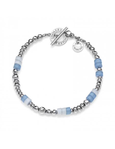 Bracciale in argento bianco con pietre azzurre