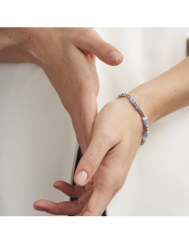 Bracciale in argento bianco con pietre azzurre