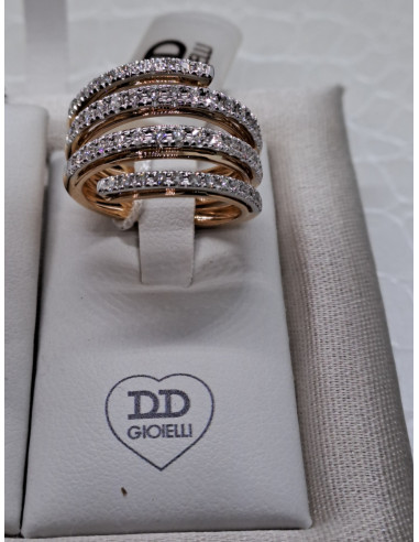 Anello a fascia donna in oro rosa e bianco 750...