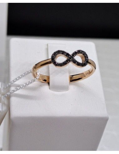 Anello donna oro rosa e diamanti neri