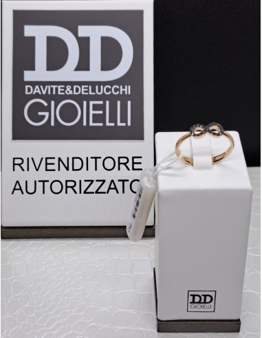 Anello donna oro rosa e diamanti neri