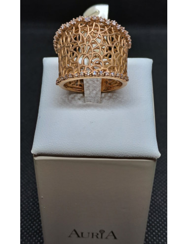 Anello donna a fascia larga in oro rosa 750 e...