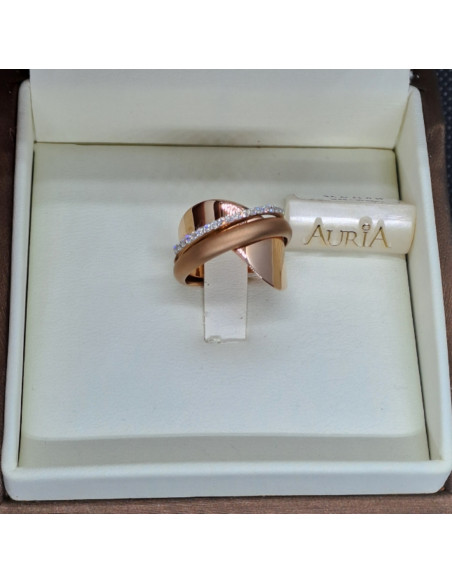 Anello donna a fascia in oro rosa 750 e diamanti