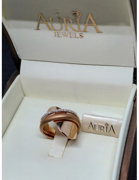 Anello donna a fascia in oro rosa 750 e diamanti