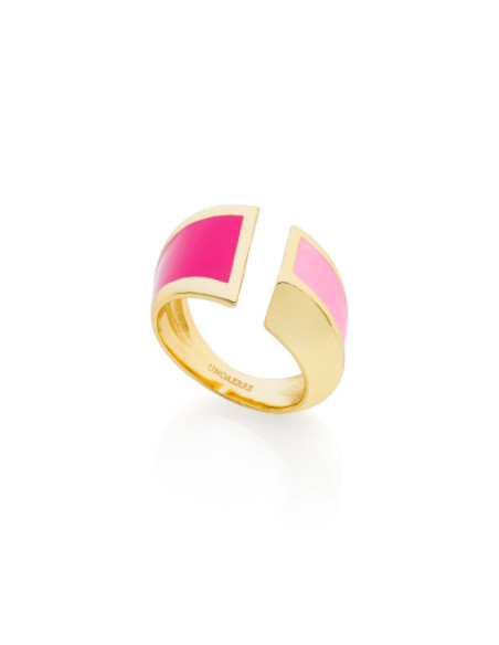 Anello a fascia con smalto rosa Unoaerre