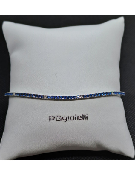 Bracciale tennis in oro bianco 750 con zaffiri e diamanti
