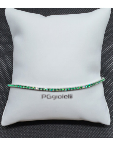 Bracciale tennis in oro bianco 750 con smeraldi...