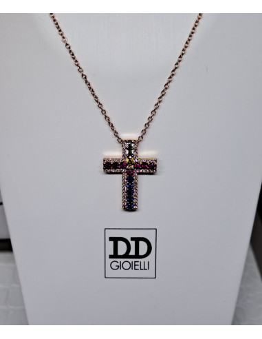 Collana donna in oro rosa 750 e zaffiri...