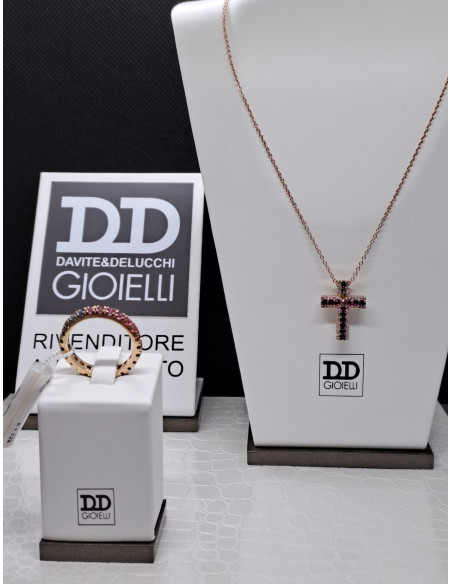 Collana donna in oro rosa 750 e zaffiri multicolore