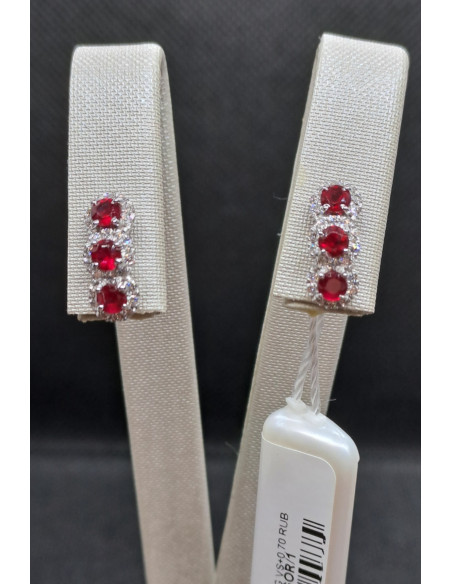 Orecchini in oro bianco 750 con diamanti rubini