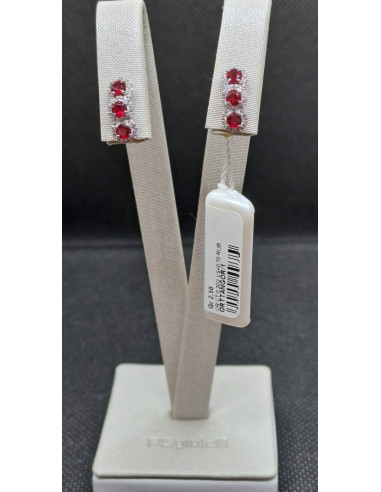 Orecchini in oro bianco 750 con diamanti rubini