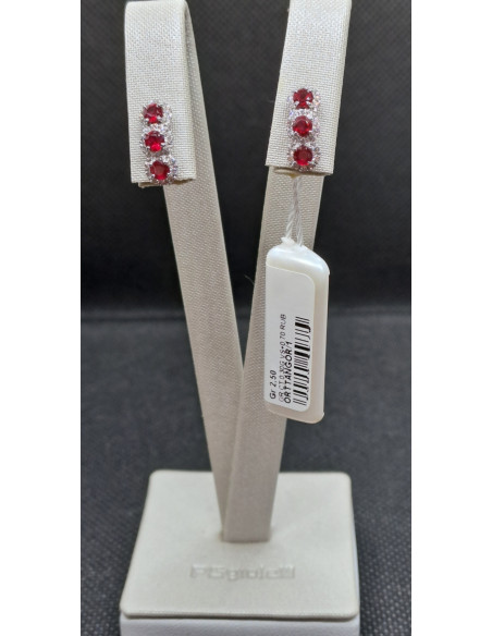 Orecchini in oro bianco 750 con diamanti rubini