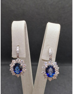 Orecchini oro bianco 750 con zaffiri e diamanti