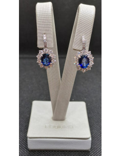 Orecchini oro bianco 750 con zaffiri e diamanti 2