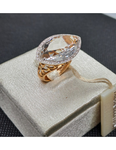 Anello donna in oro rosa 750 con diamanti e...