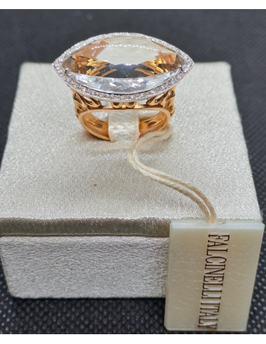 Anello donna in oro rosa 750 con diamanti e...