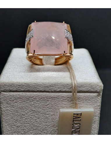 Anello donna oro rosa 750 con quarzo rosa e...