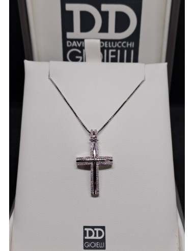 Croce uomo oro bianco 750 e diamanti
