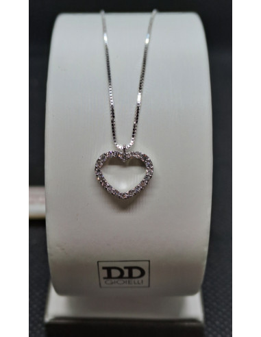 Catenina donna con cuore in oro bianco 750 e...
