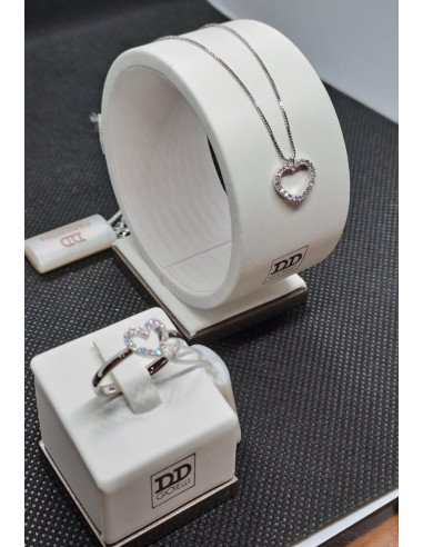 Catenina donna con cuore in oro bianco 750 e...