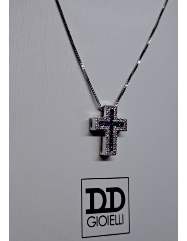 Caterina donna in oro bianco 750 e croce con...