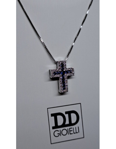 Caterina donna in oro bianco 750 e croce con...