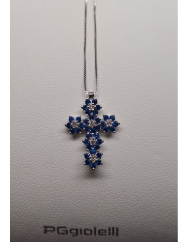 Catenina donna in oro bianco 750 con croce ,...